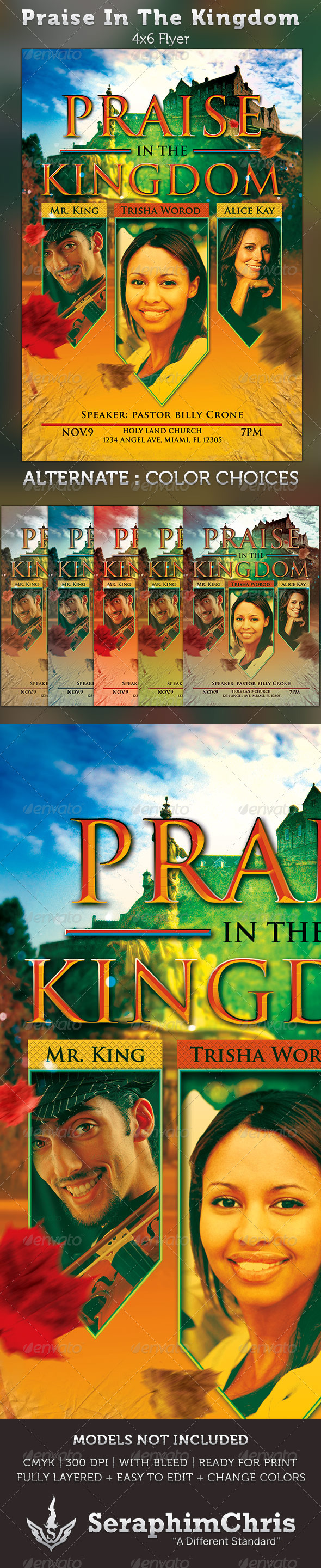 Praise in The Kingdom: Gospel Flyer Template - Church Flyers