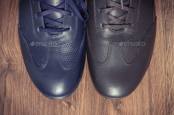 navy blue and brown shoes