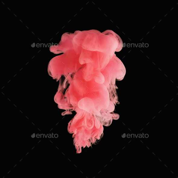 Pink cloud of paint in water - Stock Photo - Images
