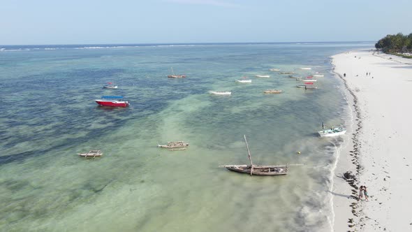 Boats in the Ocean Near the Coast of Zanzibar Tanzania alt
