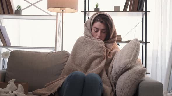 Covid Infection Sick Woman Home Recovery Suffering alt