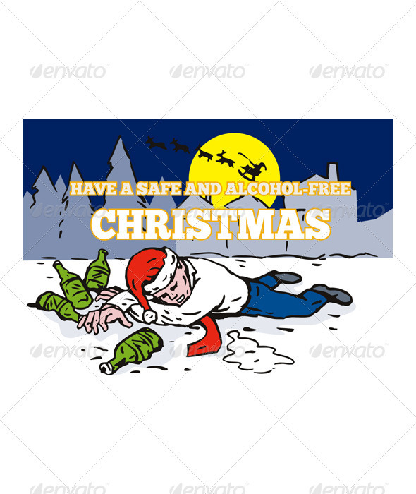 Drunk Man Wearing Santa Hat - Christmas Seasons/Holidays