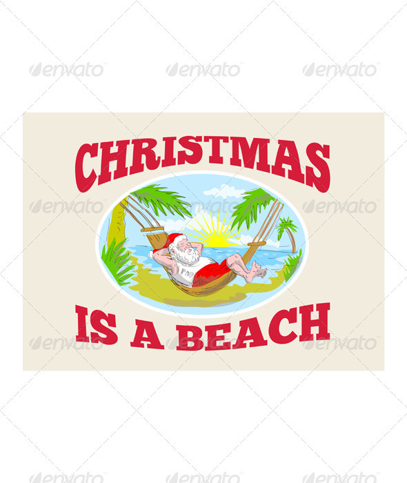 Santa Claus Father Christmas Beach Relaxing - Christmas Seasons/Holidays