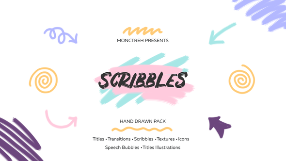 Scribbles. Hand Drawn Pack. 3 in 1 Bundle
