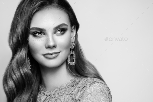 Portrait beautiful woman with jewelry - Stock Photo - Images