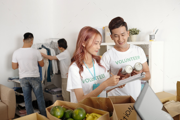 Volunteers working in charitable foundation