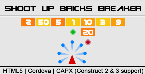 Shoot Up Bricks Breaker (CAPX | HTML5 | Cordova) Endless Game