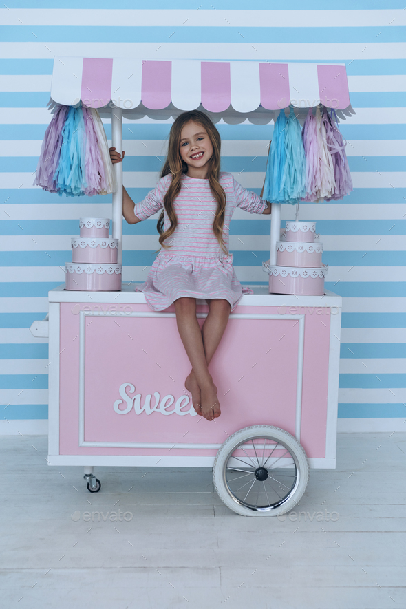 Princess on candy cart.