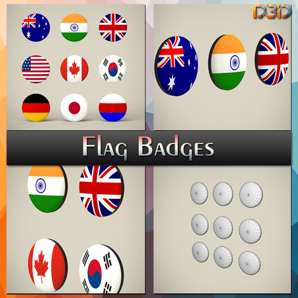 Flag Badges Collections - 3Docean 31520910