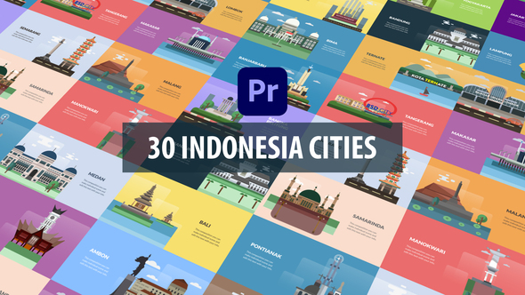 Indonesia Cities Animation | Premiere Pro MOGRT