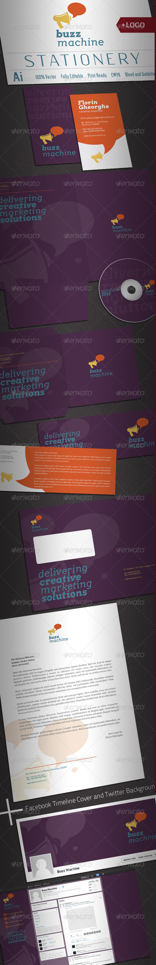 Buzz Machine Stationery V2 - Stationery Print Templates