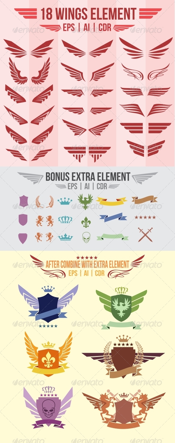 18 Wings Element - Decorative Symbols Decorative