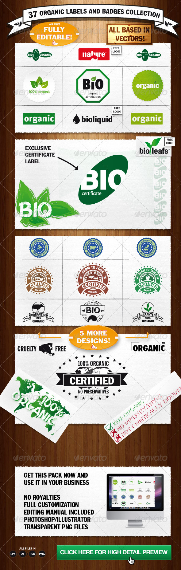 Organic Labels and Badges Collection - Decorative Symbols Decorative