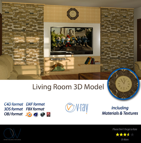 Living Room 3D - 3Docean 2891082