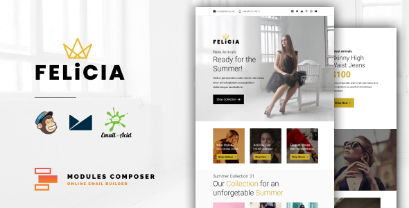 Felicia - E-commerce Responsive Email for Fashion & Accessories with Online Builder