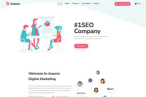 Aseona SEO Digital Marketing Elementor Template Kit