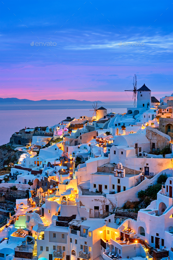 Famous greek tourist destination Oia, Greece - Stock Photo - Images
