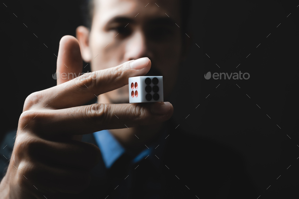 business person throw the dice, business gambling game concept