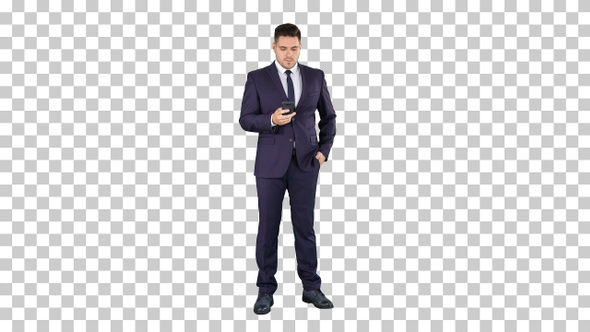 Serious Worried Businessman Trying to Call Someone and Can't alt