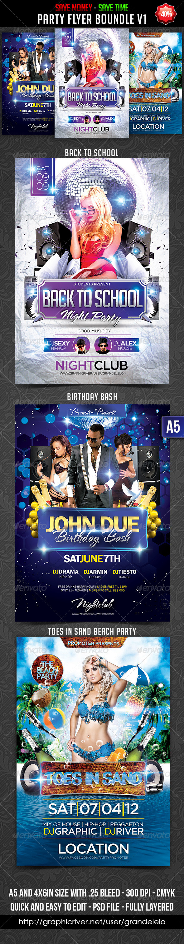 Party Flyer Bundle v1 by Grandelelo - Clubs & Parties Events