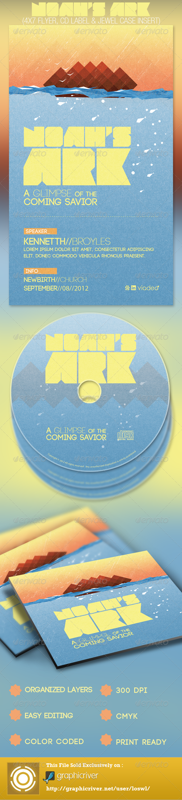 Noah's Ark Church Flyer and CD Template - Church Flyers