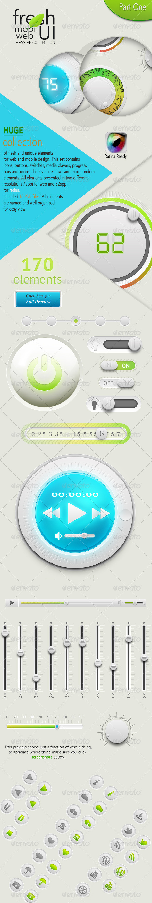 Fresh UI kit - User Interfaces Web Elements