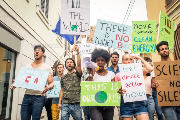 Activists demonstrating against global warming
