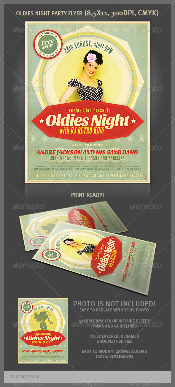 Oldies Night Party Flyer - Clubs & Parties Events
