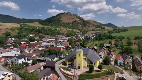 Aerial view of the village of Kamenica in Slovakia