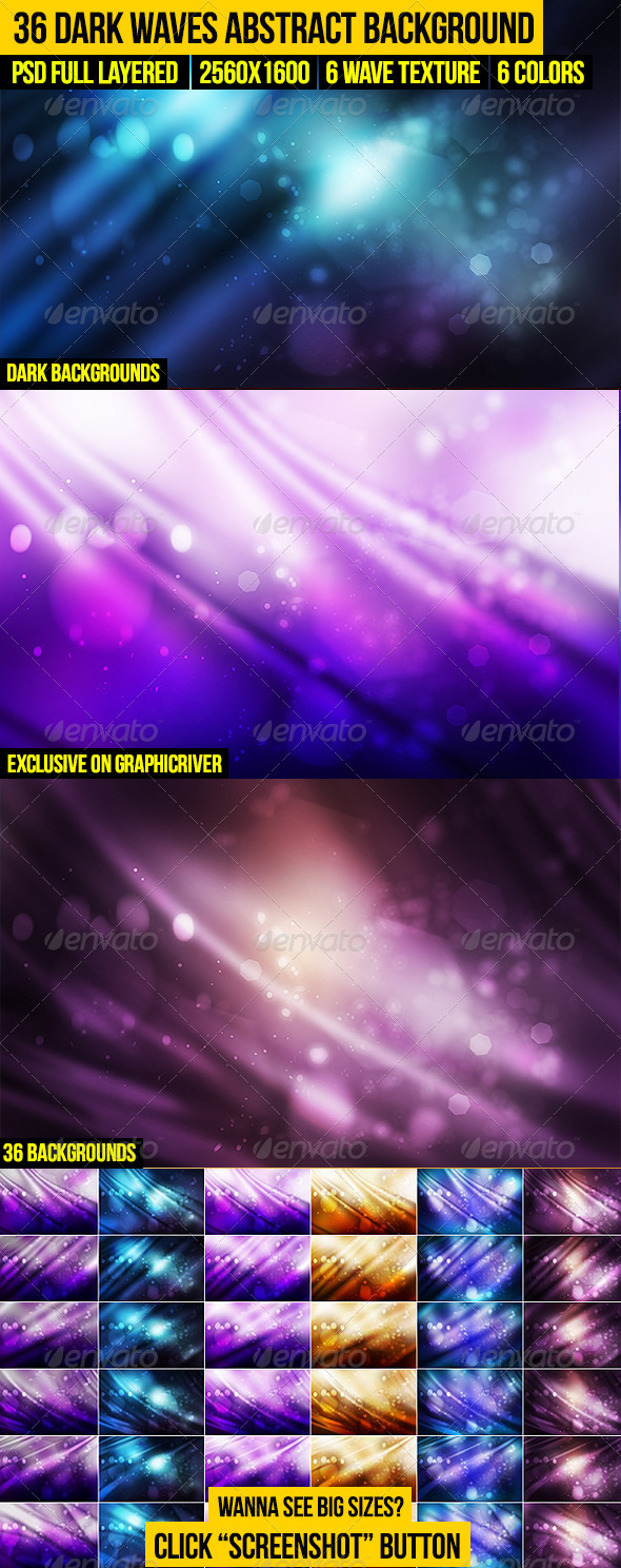 36 Dark Waves Abstract Background - Backgrounds Graphics