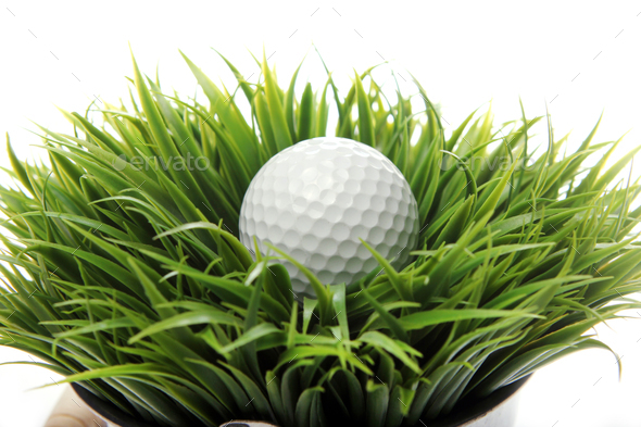 Golf ball in grass - Stock Photo - Images