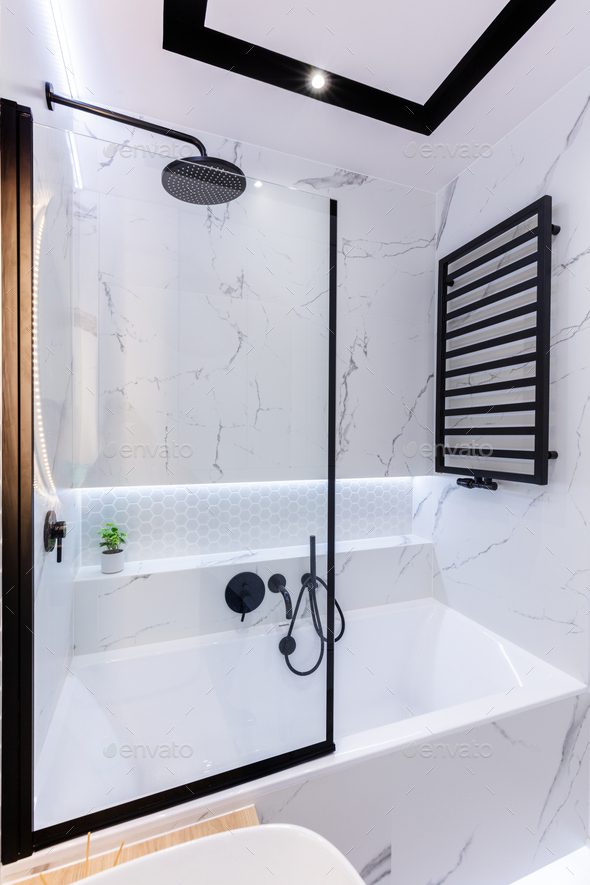 Bath In Modern Small Bathroom Interior Design Stock Photo By Photocreo - Small Bathroom Renovation Ideas 2020