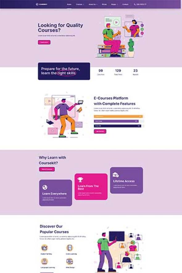 CourseKit Online eLearning Elementor Template Kit by sigitdwipa