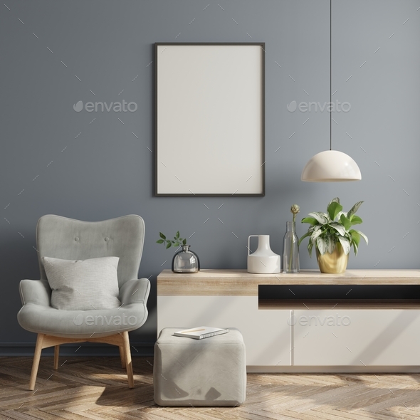 Poster mockup with vertical frame. - Stock Photo - Images