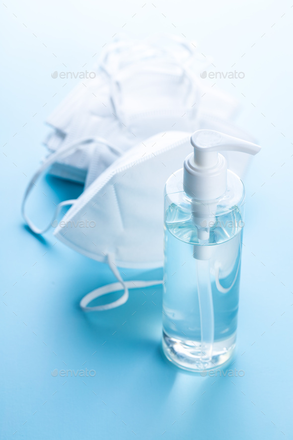 Coronavirus prevention hand sanitizer and kn95 respirator mask. Hand ...