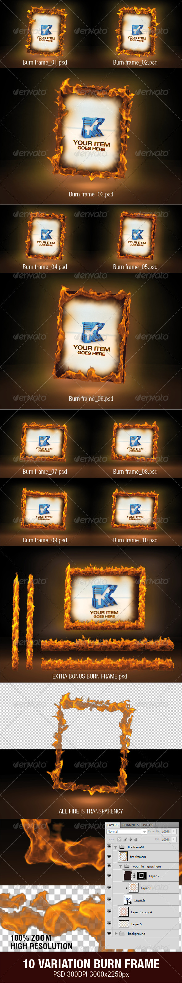 10 Variation Burn Frame - Miscellaneous Photo Templates