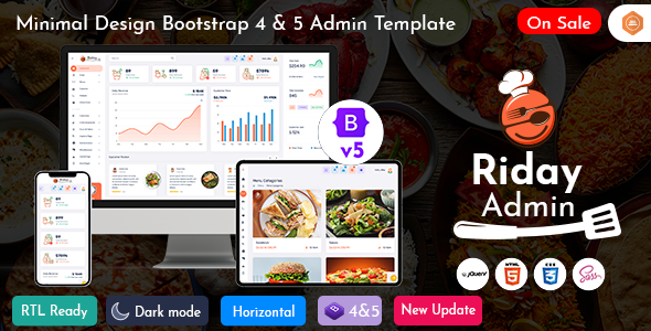 Riday – Restaurant Bootstrap Admin Template Webapp