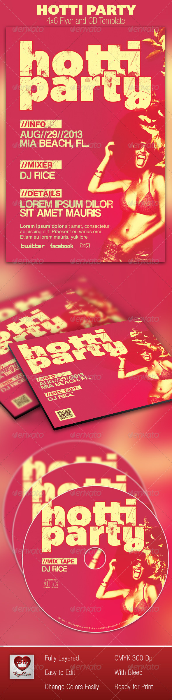 Hotti Party Flyer and CD Template - Clubs & Parties Events
