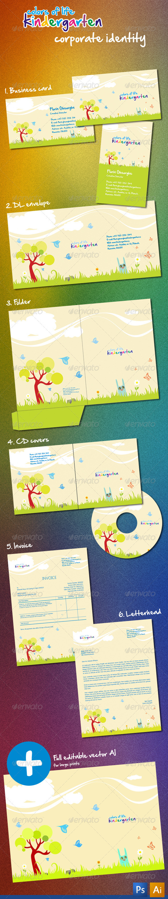 Kindergarten Corporate Identity - Stationery Print Templates