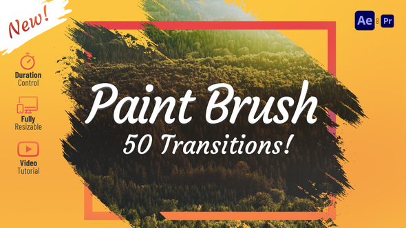 Paint Brush Transitions - VideoHive 31434194