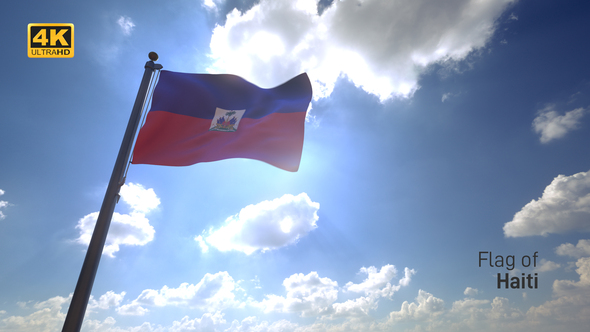Haiti Flag on a Flagpole V4 - 4K alt