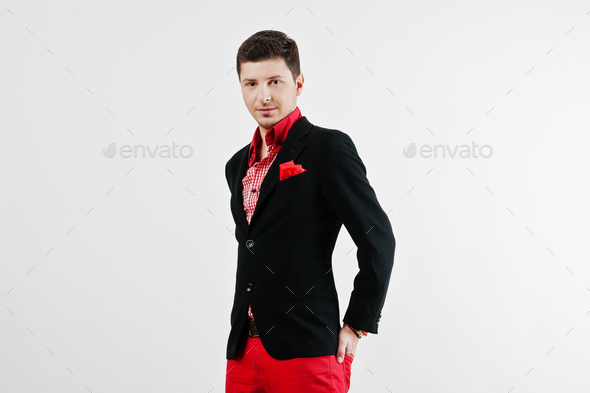 Elegant Handsome Man In Suit, Posing And Looking To Side, Standing On White  Background Stock Photo, Picture and Royalty Free Image. Image 105478986.