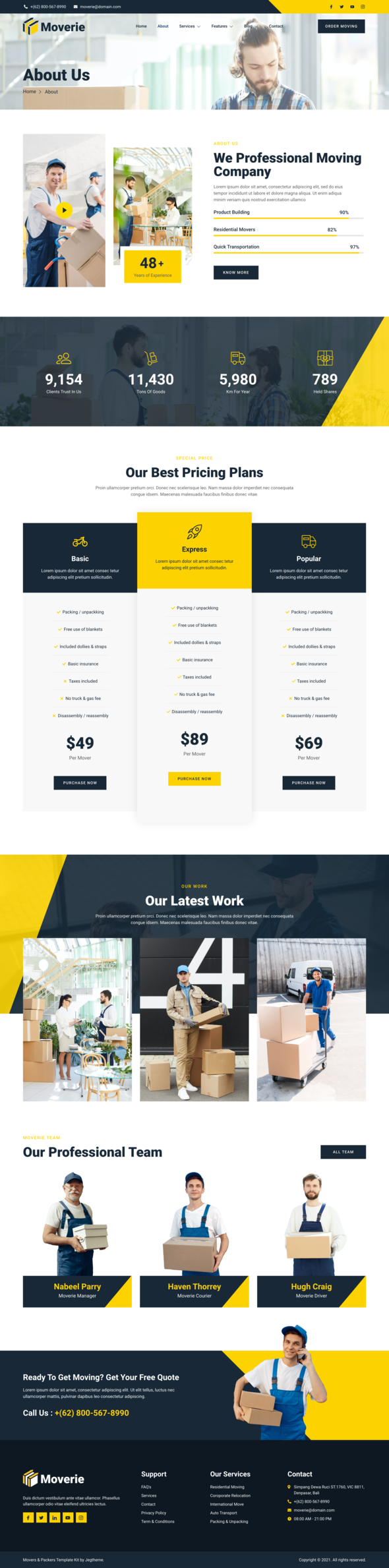 Moverie ? Movers & Packers Service Elementor Template Kit