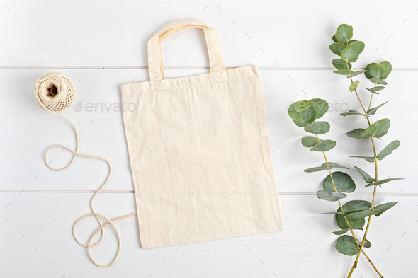 Download Cotton Tote Bag Mockup Template For Branding Stock Photo By Oksaly