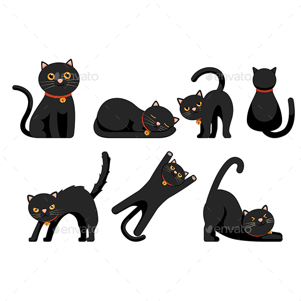 Black Cat Drawing Vectors from GraphicRiver