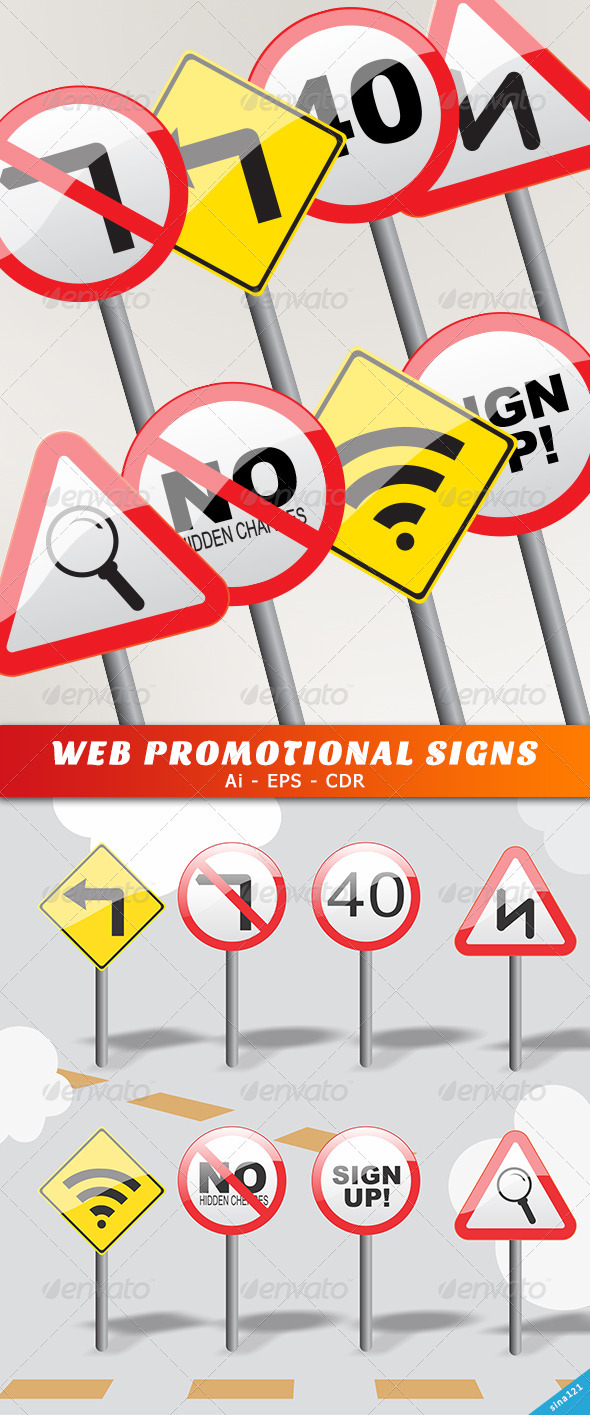 Web Promotional Signs - Web Elements Vectors