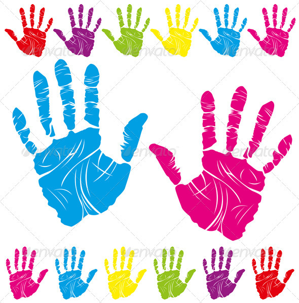 Color Hand Print - Decorative Vectors