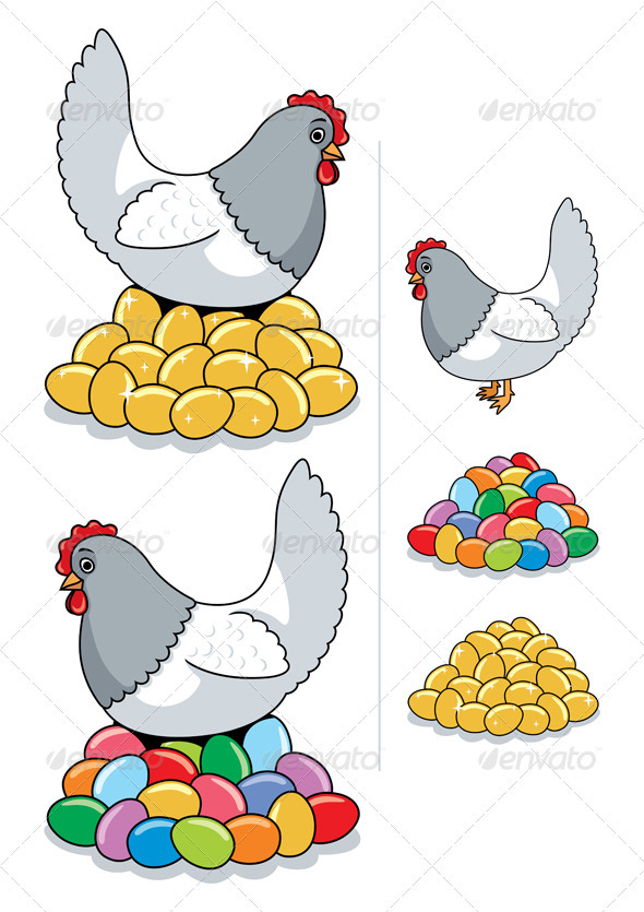 Hen & Eggs - Animals Characters