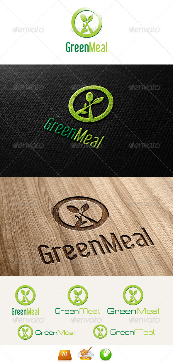 Green Meal Logo Template - Vector Abstract