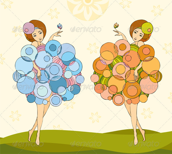 Girls Twin Sisters - People Characters
